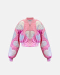 Pink Hearts Cropped Bomber